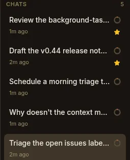 The chat list with two starred chats pinned to the top